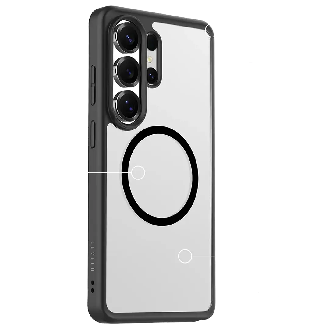 Levelo Spira MagSafe Clear Grip Case for S26 Ultra - Black