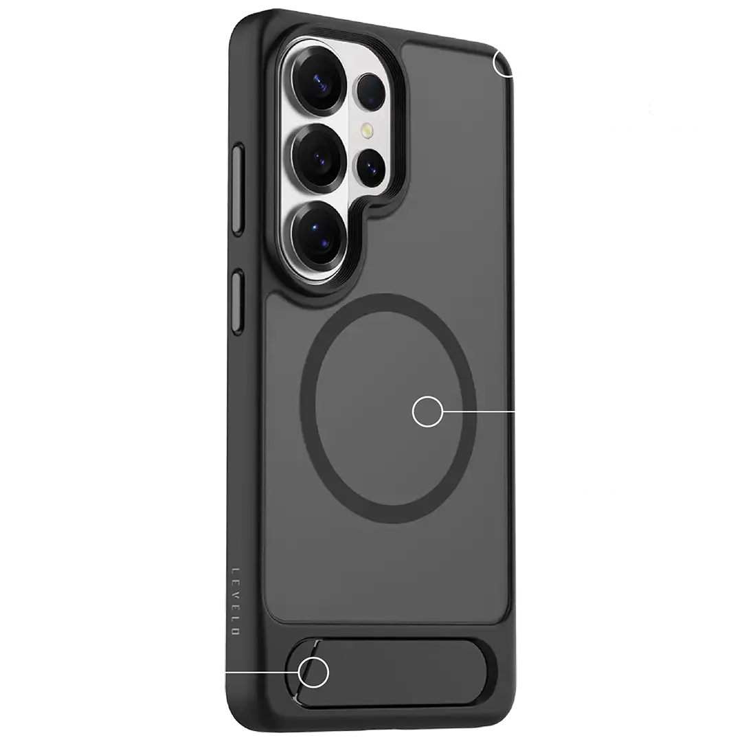 Levelo Matteo Hybrid Kickstand Case for S26 Ultra - Black