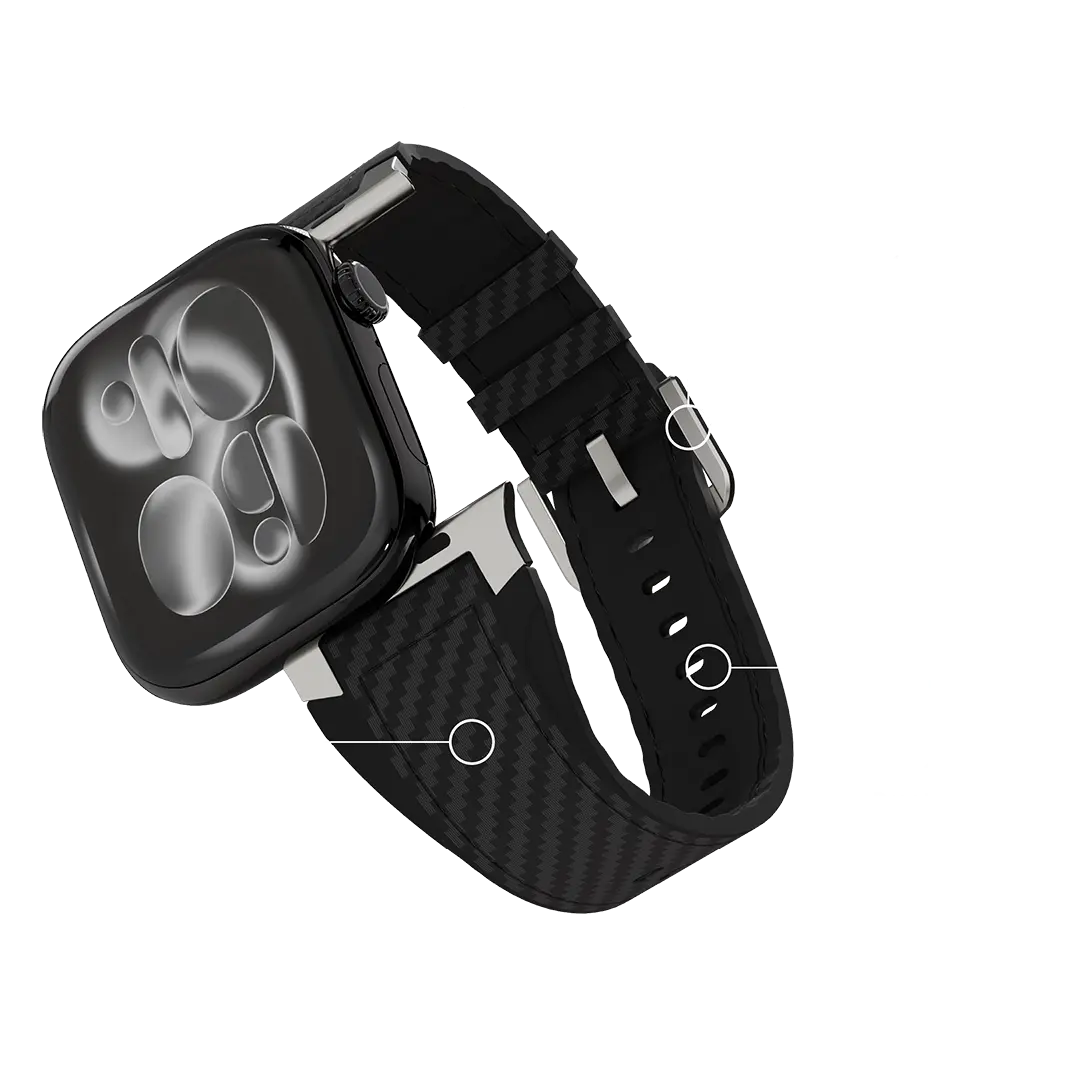 Levelo Toray Silicone & Leather Watch Strap - Black