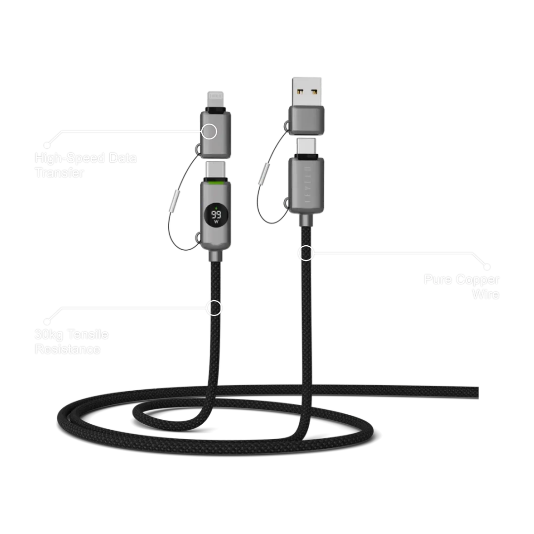 Levelo Edinburgh Smart Charge & Sync Cable - Gray Levelo Edinburgh Smart Charge & Sync Cable - Gray