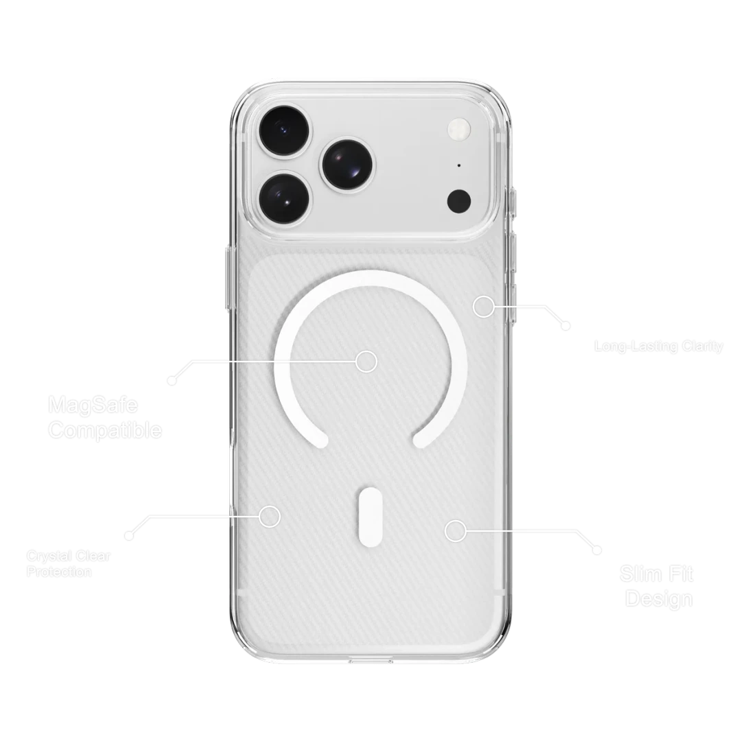 Levelo Otta MagSafe Case with Carbon Texture for iPhone 18/17 Pro / Pro Max - Clear Levelo Otta MagSafe Case with Carbon Texture for iPhone 18/17 Pro / Pro Max - Clear