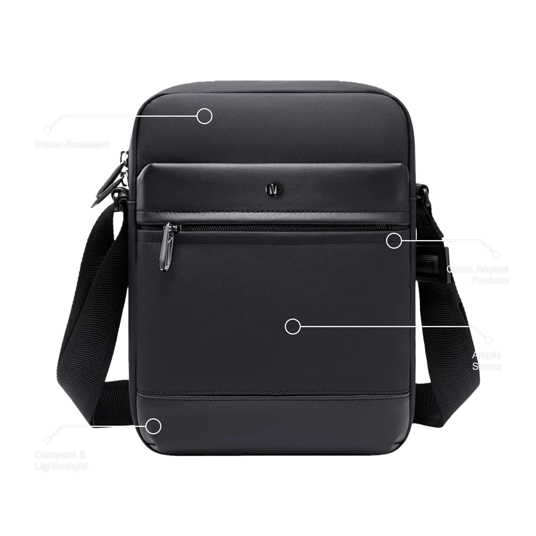 Levelo Celle Polyester Sling Bag with Adjustable Strap - Black Levelo Celle Polyester Sling Bag with Adjustable Strap - Black