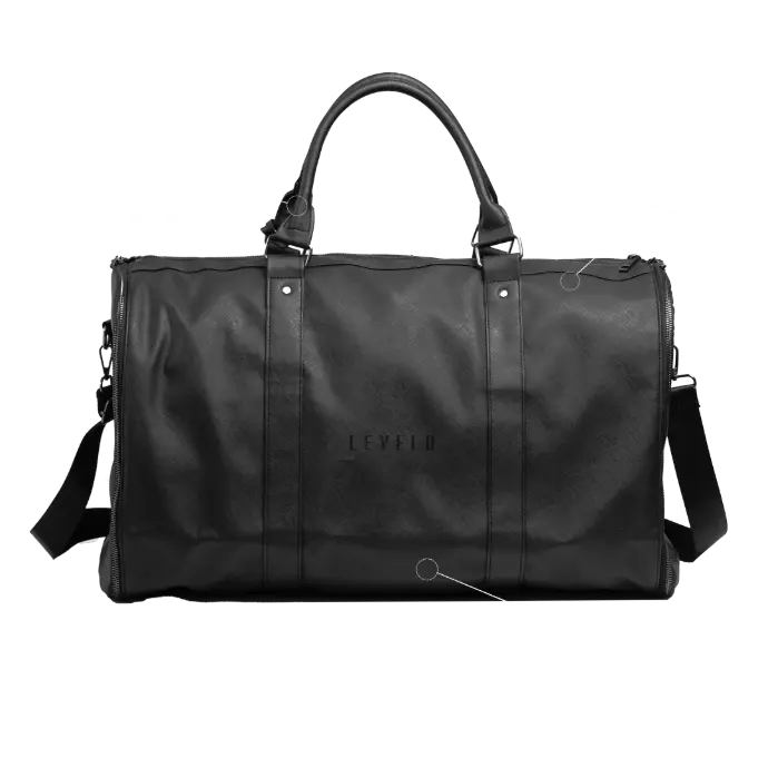 Levelo AllinStyle Saffiano Leather Travel Duffle Bag - Black AllinStyle Saffiano Leather Travel Duffle Bag - Black