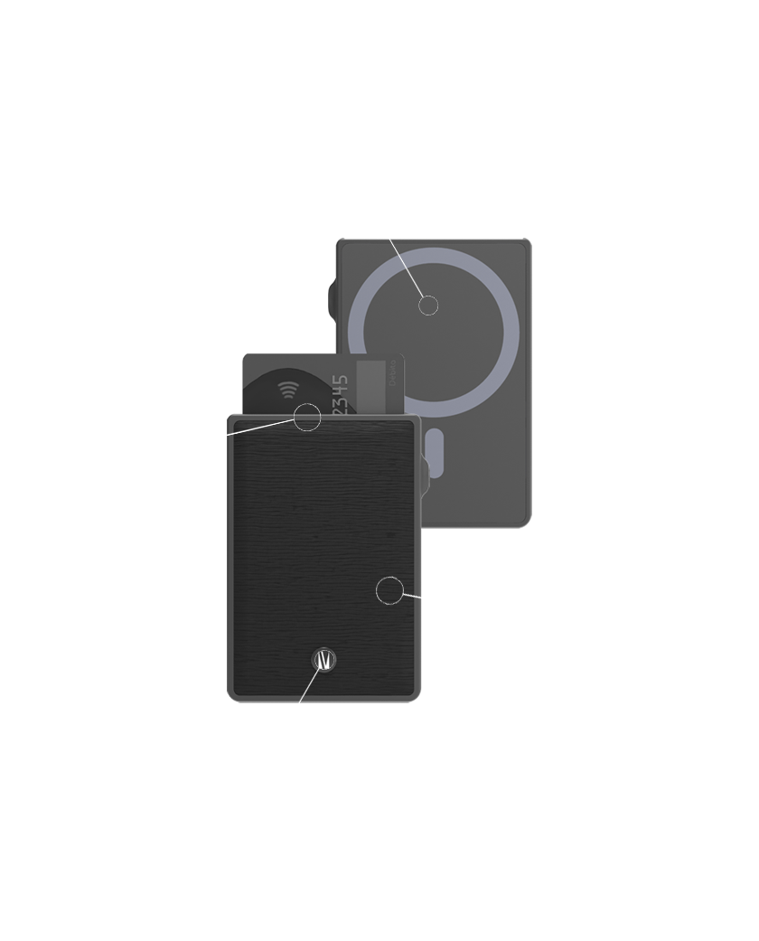 Levelo Lusso MagSafe Saffiano Leather Card Holder - Black Lusso MagSafe Saffiano Leather Card Holder - Black