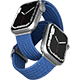 alt=" woven smartwatch strap fitted onto smartwatch"