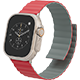 alt="dual color watch strap fitted on smartwatch"