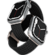 alt=" woven smartwatch strap fitted onto smartwatch"