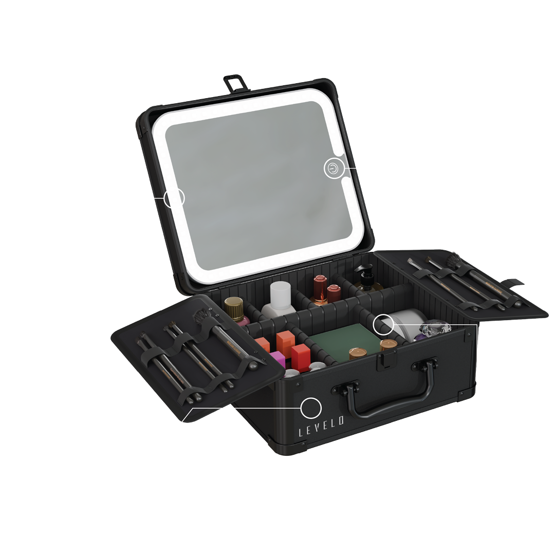 Levelo Elite Makeup Box Organizer With Mirror - Black