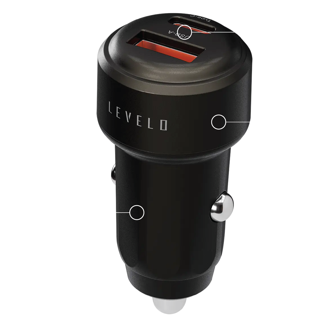 Levelo Nori Mini 60W Car Charger - Gun Grey