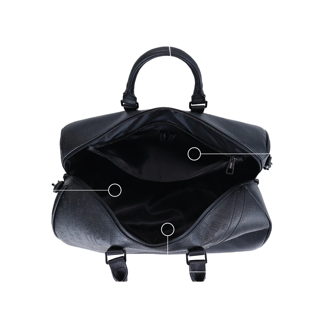 Levelo Carryall PU Leather Duffle Bag - Black