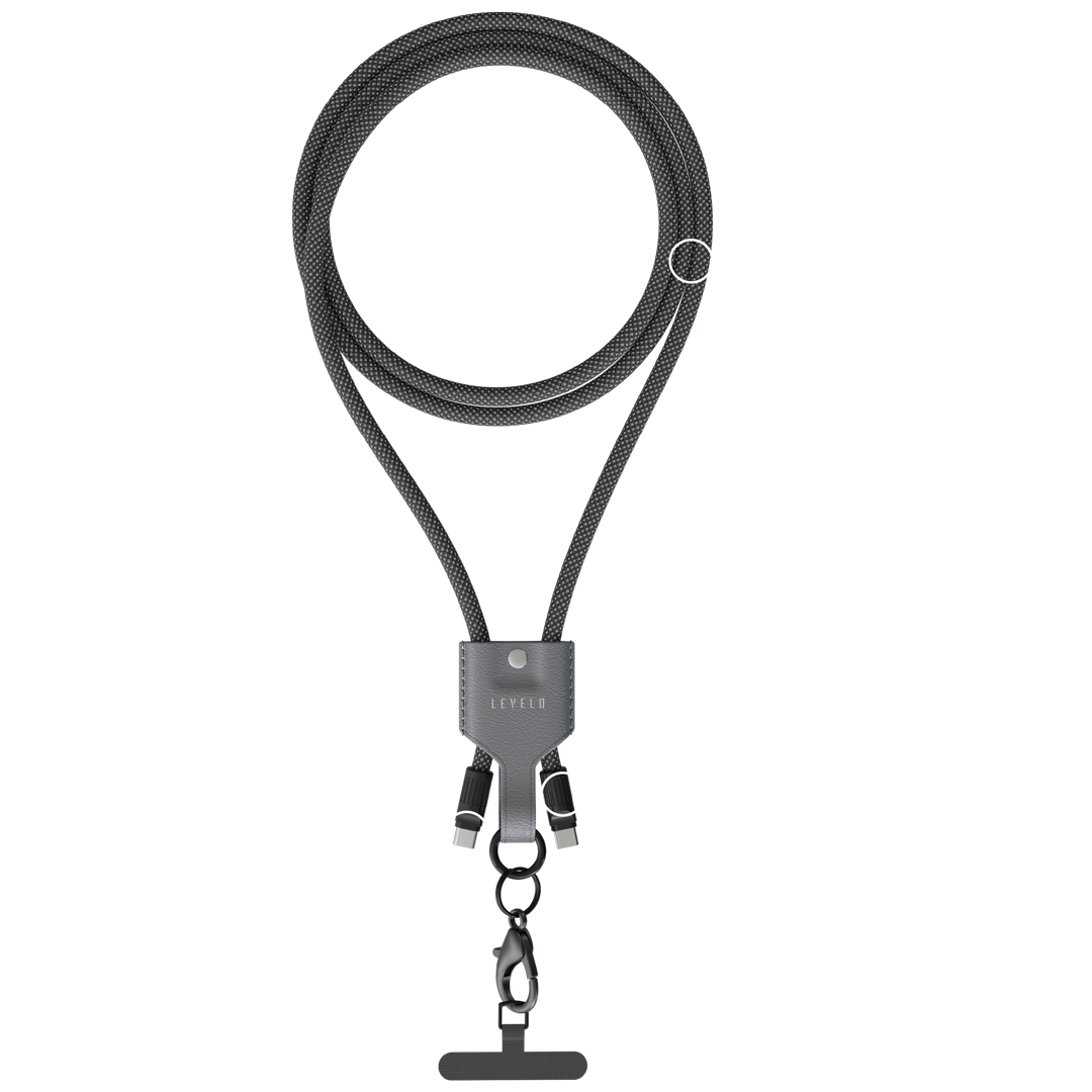 Levelo Tugo Type-C to Type-C 60W Lanyard Cable - Gray Levelo Tugo Type-C to Type-C 60W Lanyard Cable - Gray