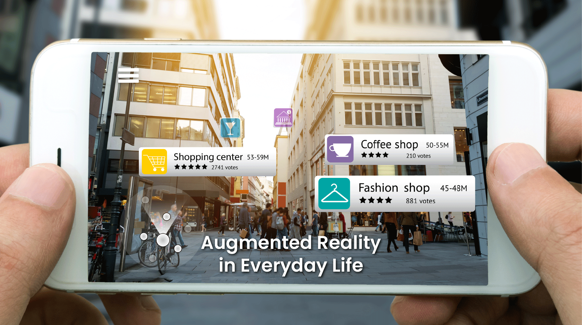 alt="Man using augmented reality to spot location through phone"