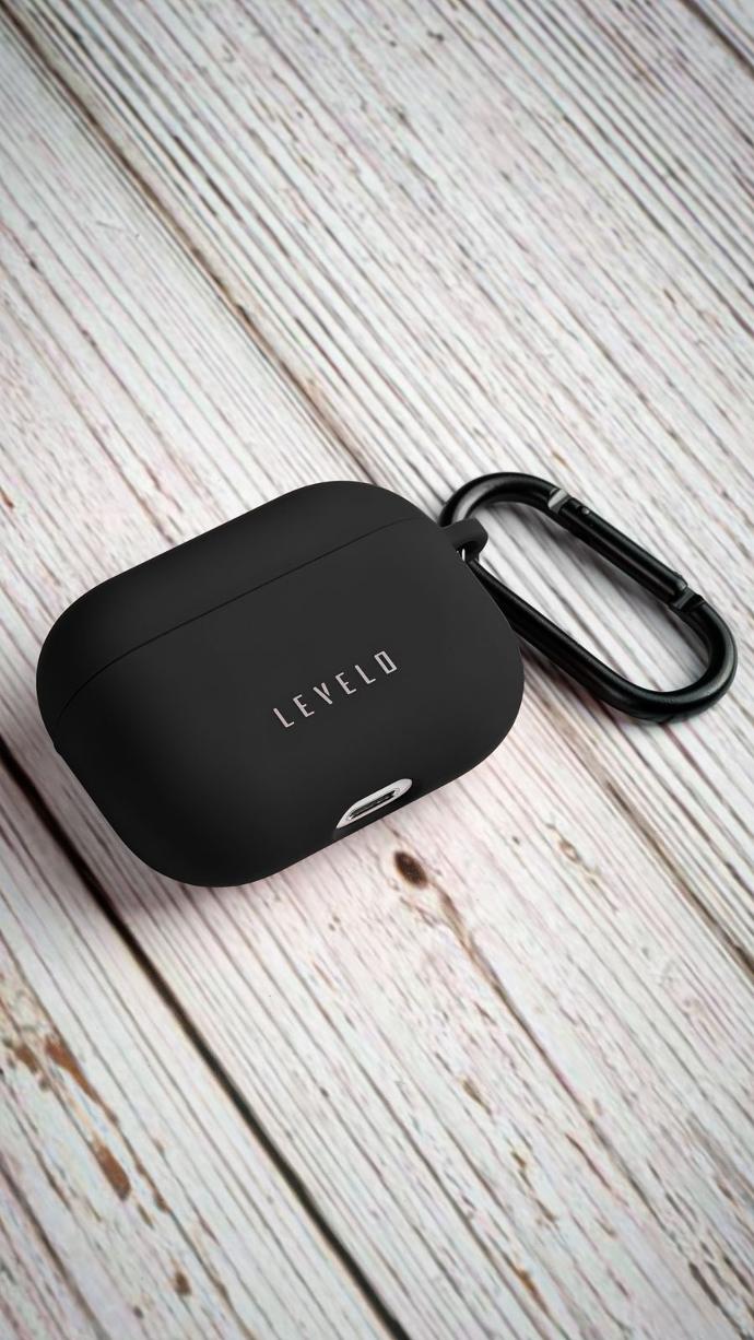 alt="black airpods pro silicone case"