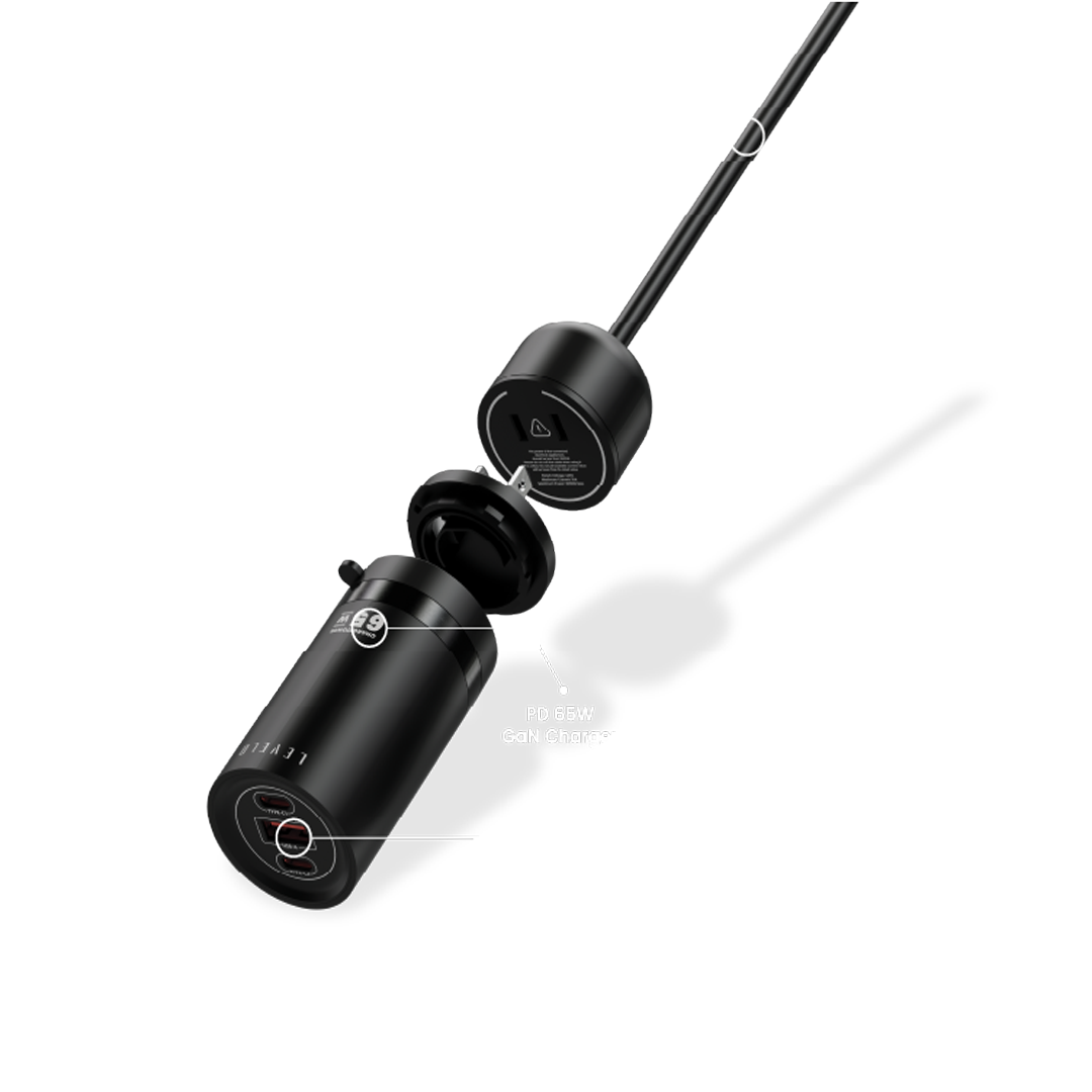 Levelo ChargeTower GaN Travel Adapter - Black Levelo ChargeTower GaN Travel Adapter - Black