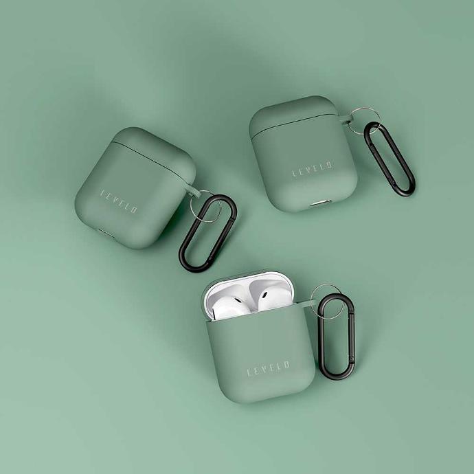 alt="green airpods 1 and 2 silicone case"