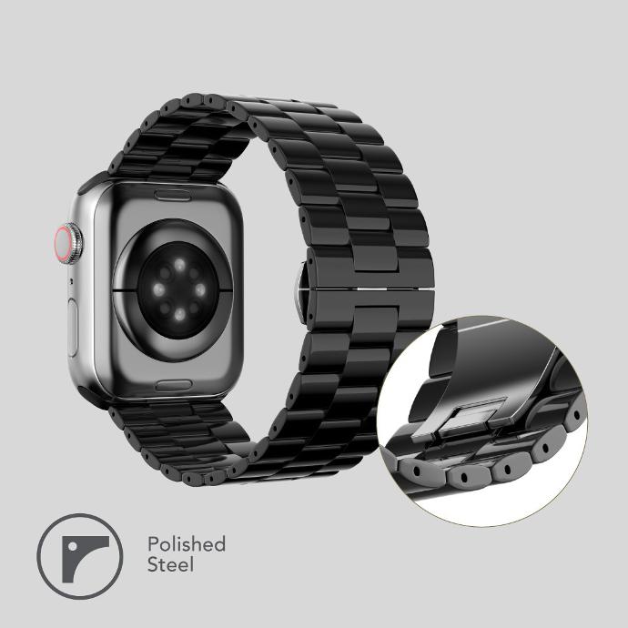 alt="stainless steel and ceramic watch strap"