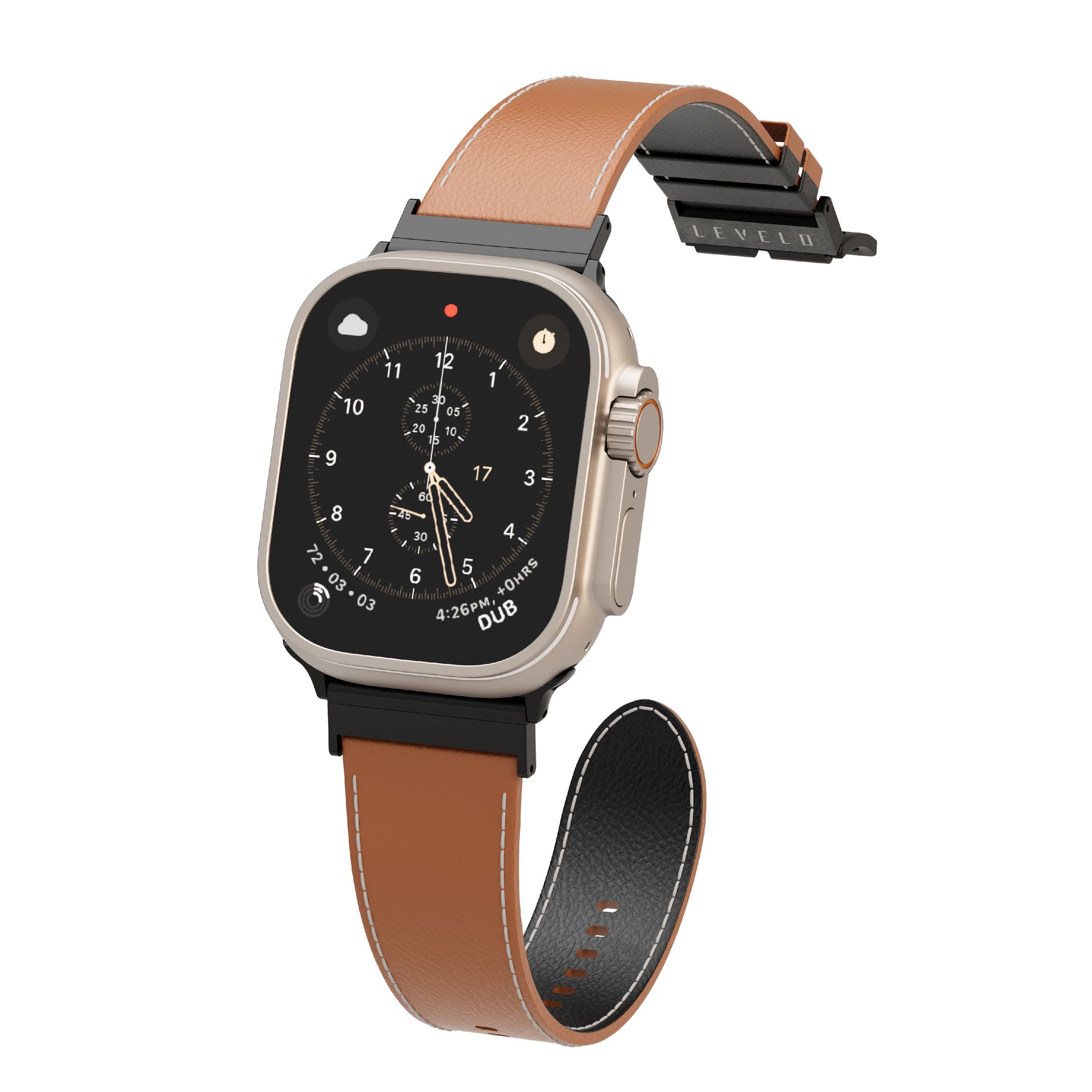 alt="leather apple and samung watch strap"