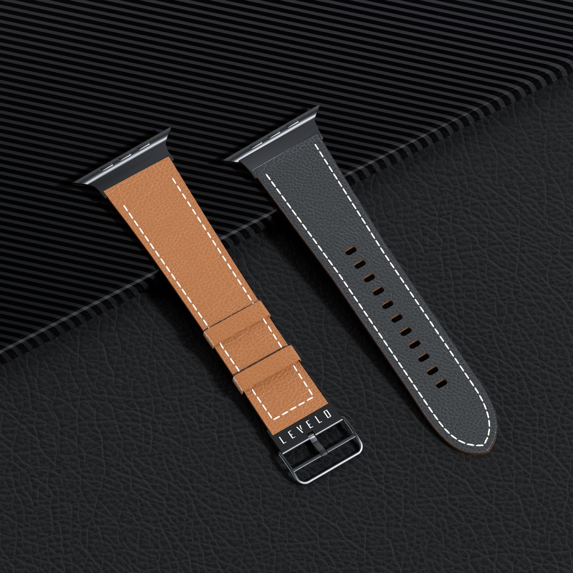 alt="leather smart watch strap for formal event"