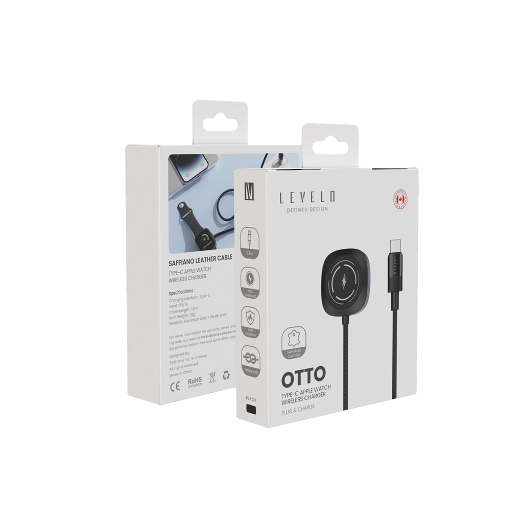 Levelo Otto Type-C Apple Watch Wireless Charger Cable - Black