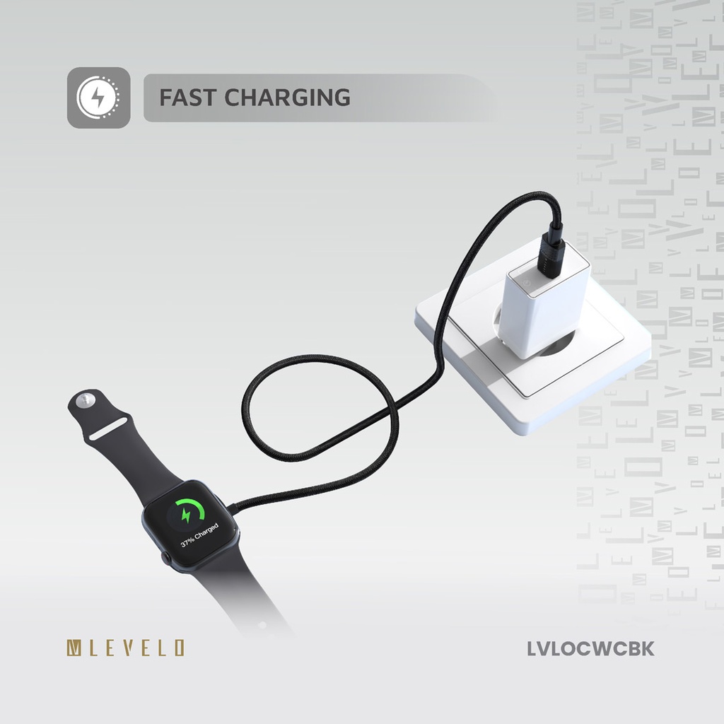 Levelo Otto Type-C Apple Watch Wireless Charger Cable - Black