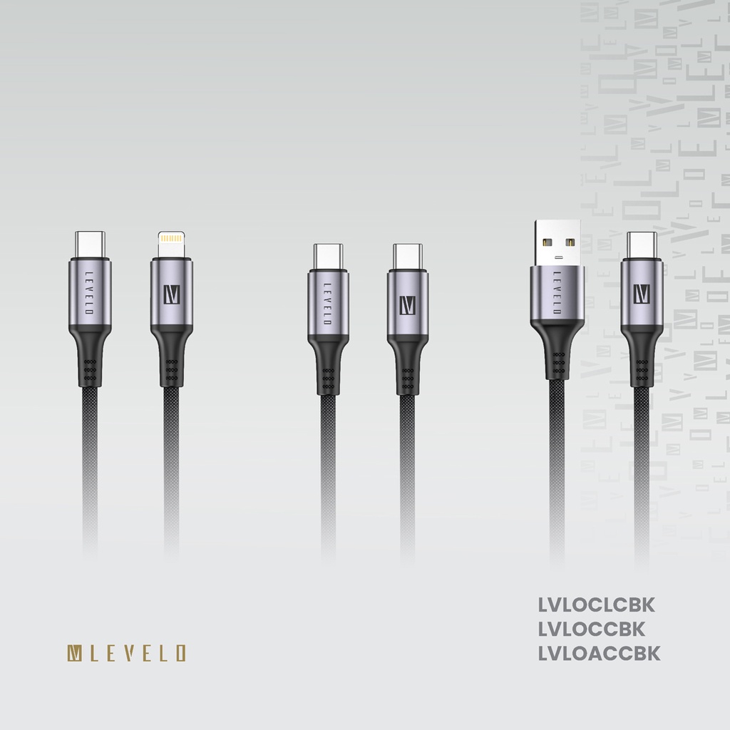 Levelo Otto USB C to Lightning 30W Leather Cable - Black