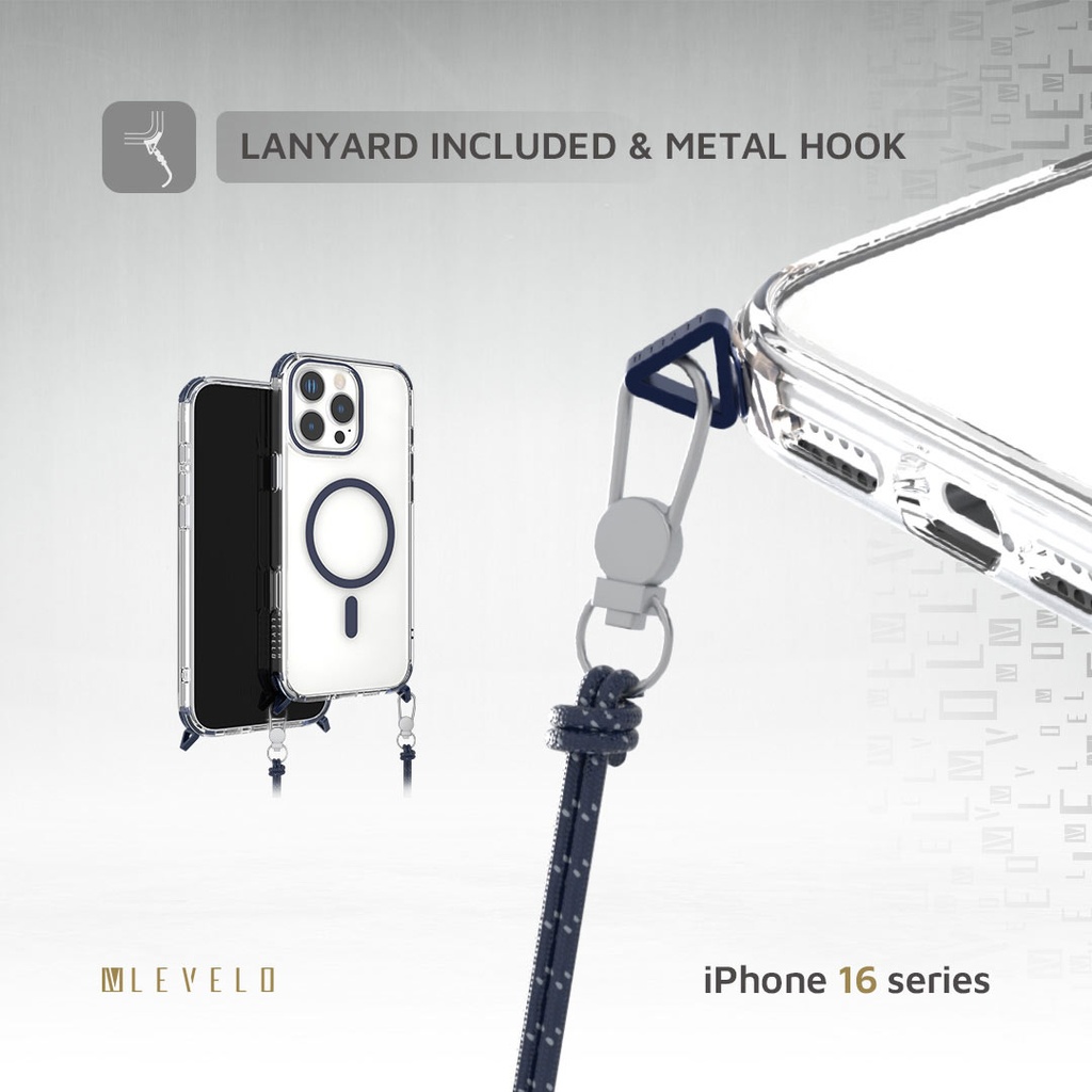 Levelo Celeste Magsafe Case With Crossbody Strap for iPhone 16 Pro Max / Pro