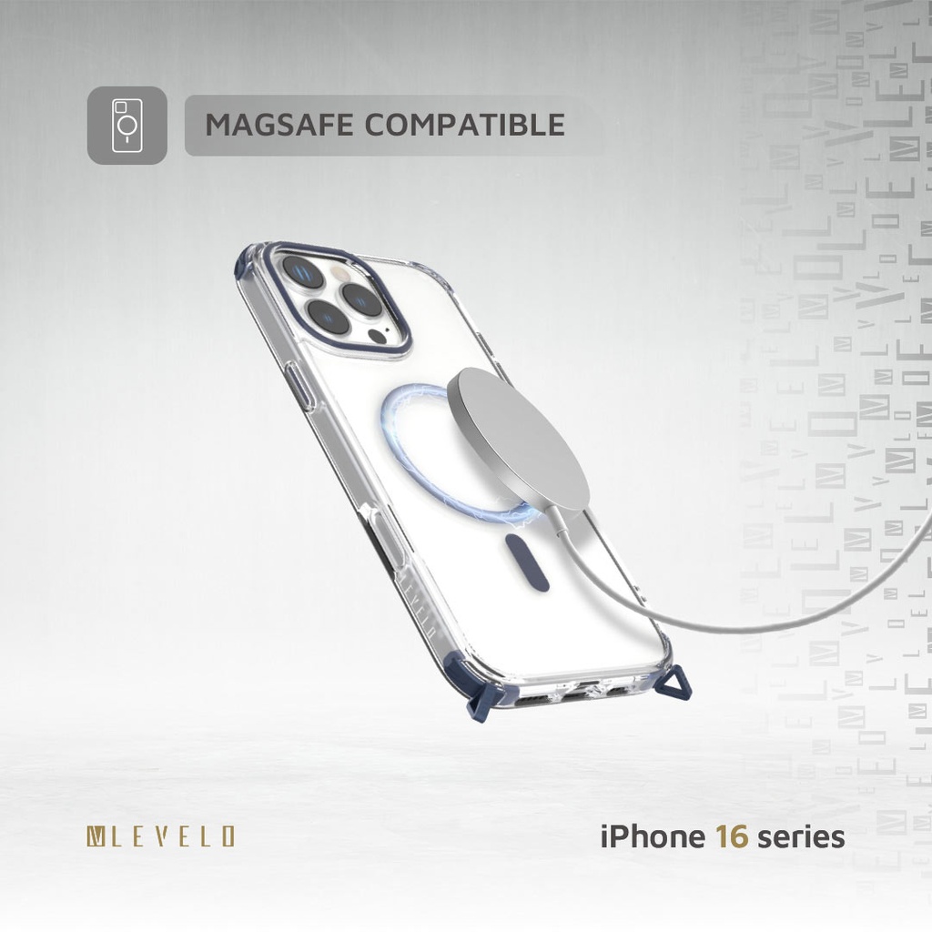 Levelo Celeste Magsafe Case With Crossbody Strap for iPhone 16 Pro Max / Pro