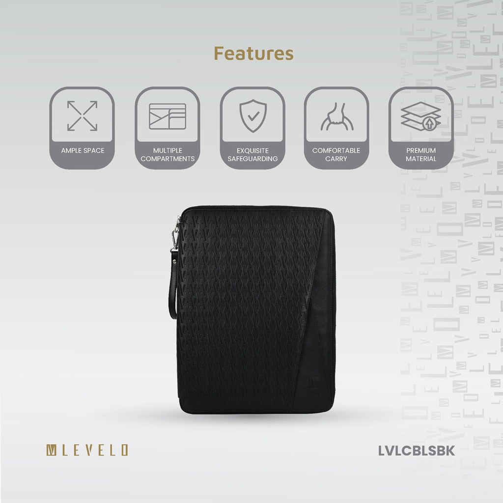Levelo Cristallo Booktype Laptop Sleeve - Black