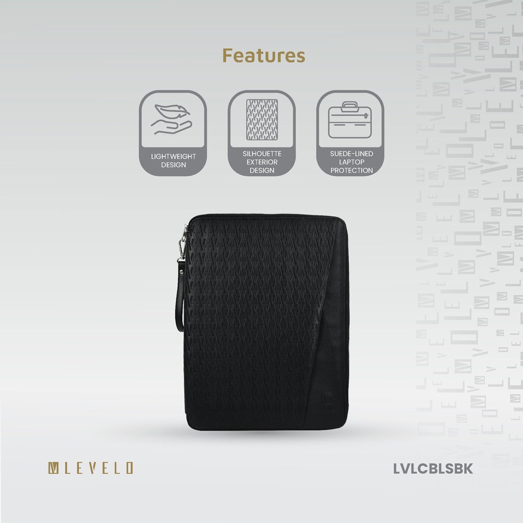 Levelo Cristallo Booktype Laptop Sleeve - Black