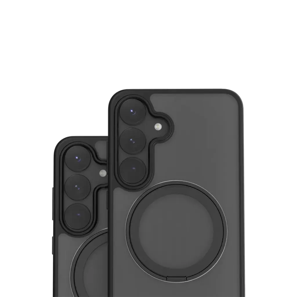 Levelo Via Matte with Ring Stand Case for Samsung S25 Ultra / Plus - Black