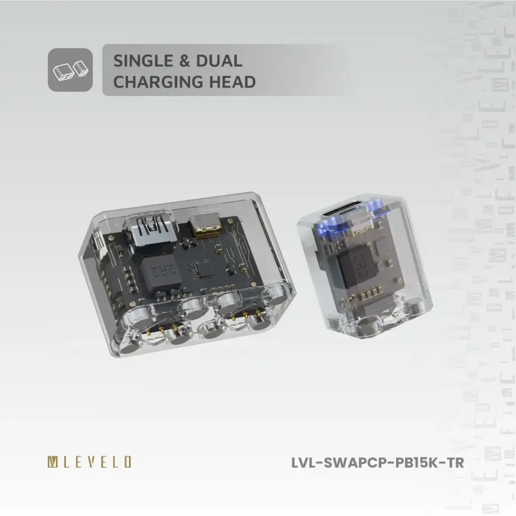Levelo SwapCell PRO 15000mAh Powerbank With Accessories - Transparent