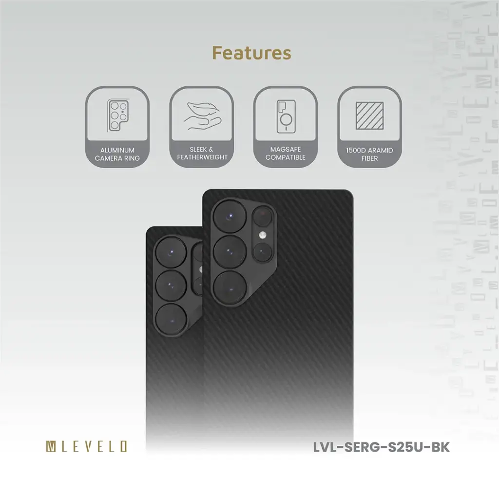 Levelo Samsung S25 Ultra Sergei Case - Black 