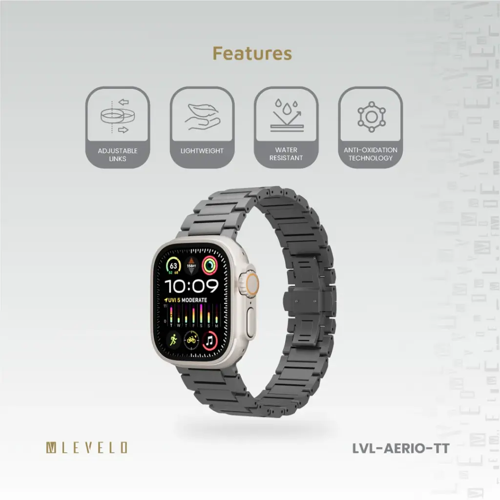 Levelo Aerio Titanium Watch Strap for Apple Watch 49/46mm 