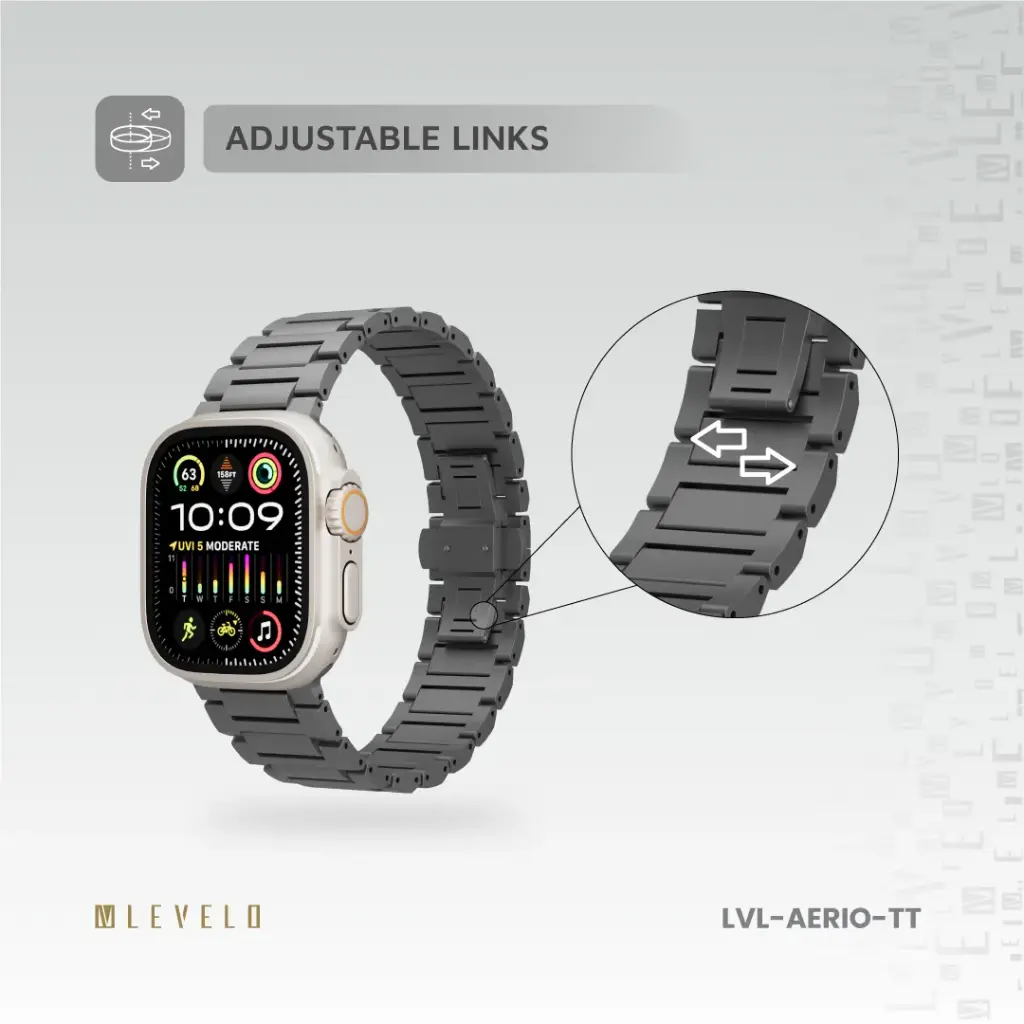 Levelo Aerio Titanium Watch Strap for Apple Watch 49/46mm 