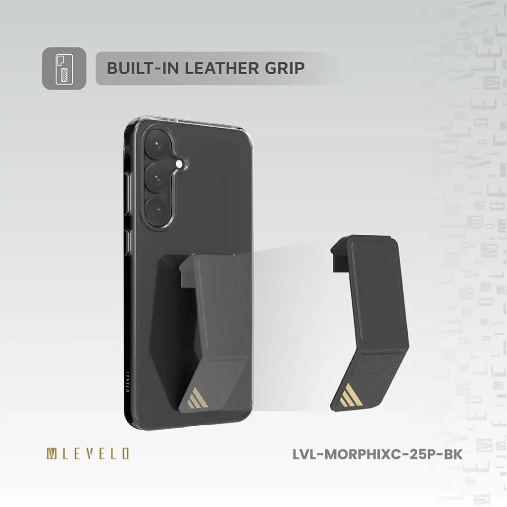 Levelo Morphix Clara Grip Case for Samsung s25 Plus - Black