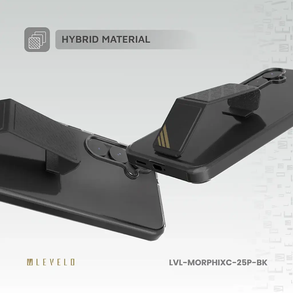 Levelo Morphix Clara Grip Case for Samsung s25 Plus - Black