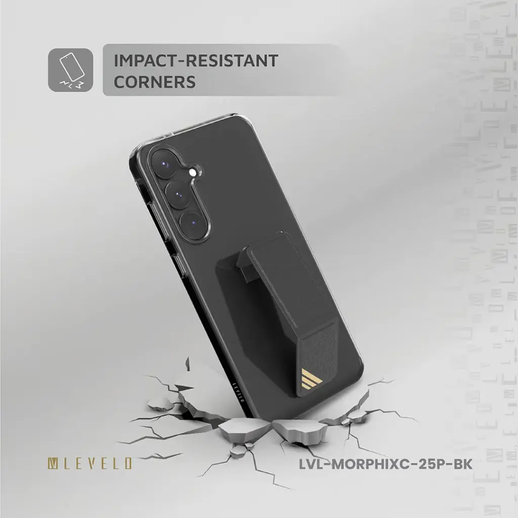 Levelo Morphix Clara Grip Case for Samsung s25 Plus - Black