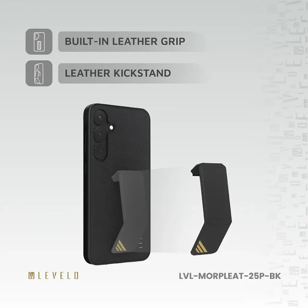 Levelo Morphix Leather Case for Samsung S25 Ultra - Black