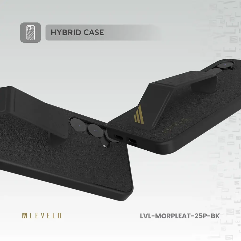Levelo Morphix Leather Case for Samsung S25 Ultra - Black