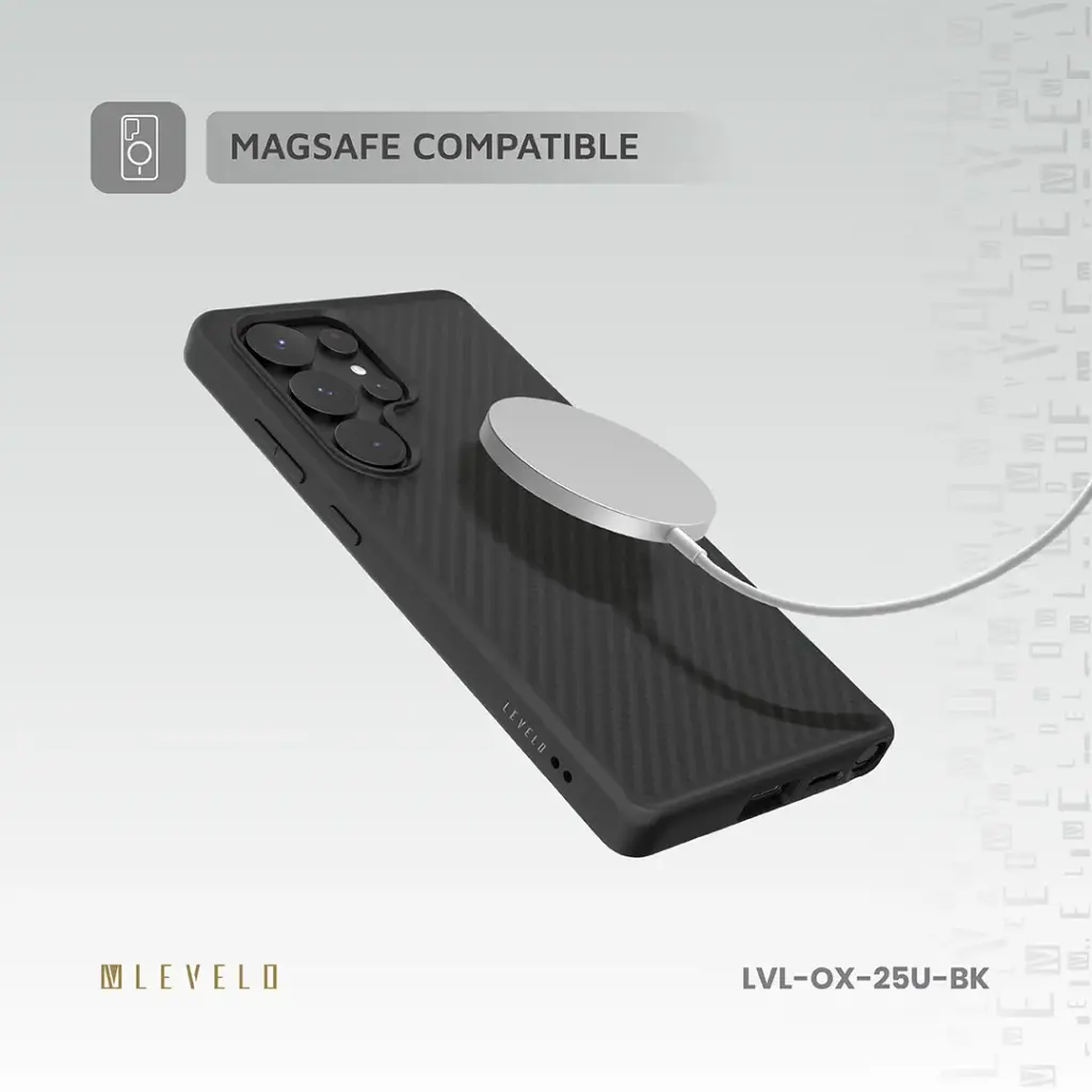 Levelo OX Carbon Case for Samsung S25 Ultra - Black