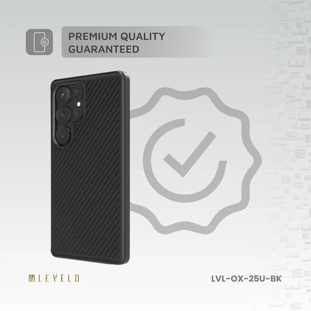 Levelo OX Carbon Case for Samsung S25 Ultra - Black