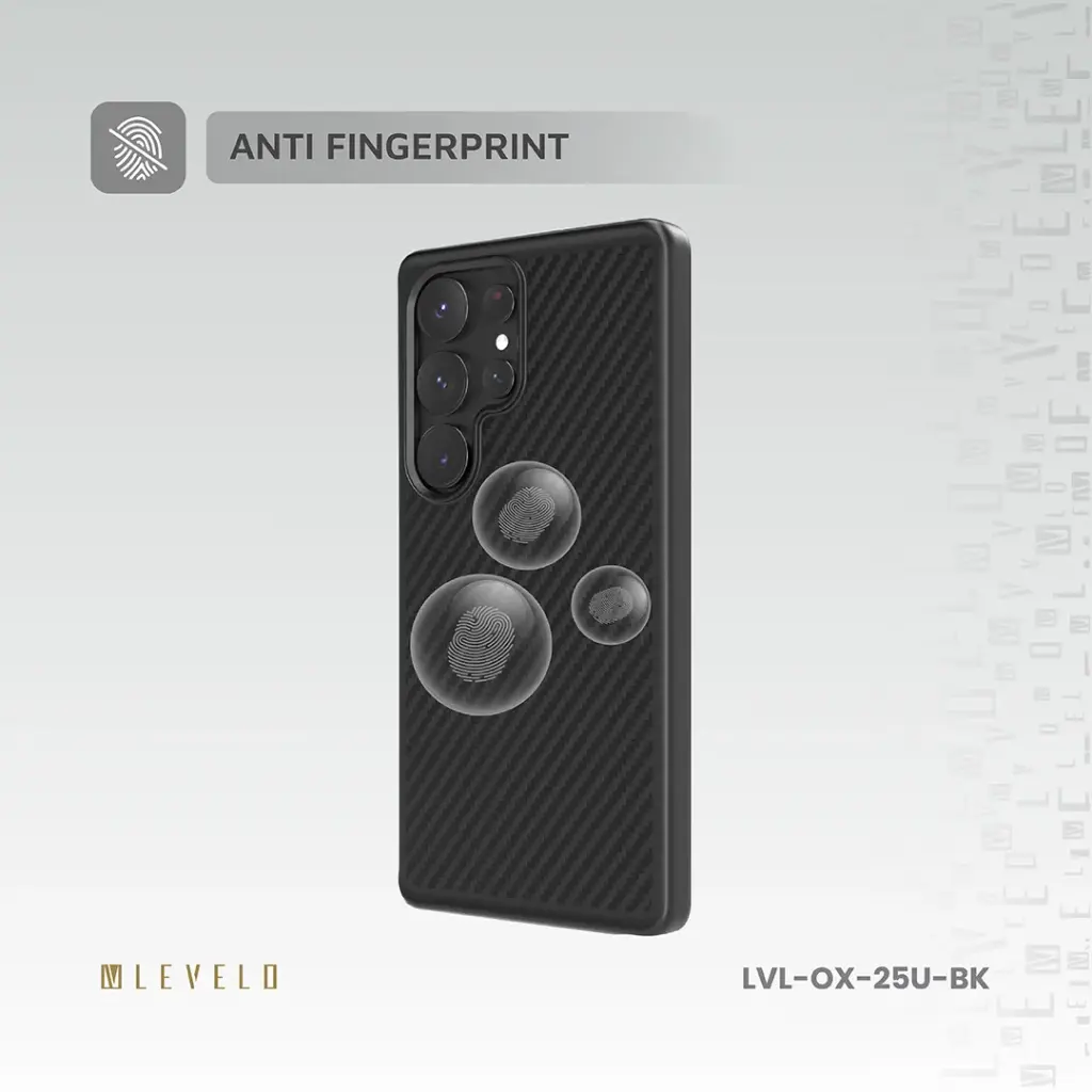 Levelo OX Carbon Case for Samsung S25 Ultra - Black