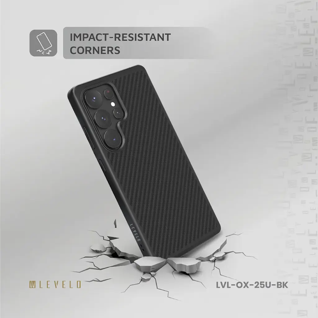 Levelo OX Carbon Case for Samsung S25 Ultra - Black