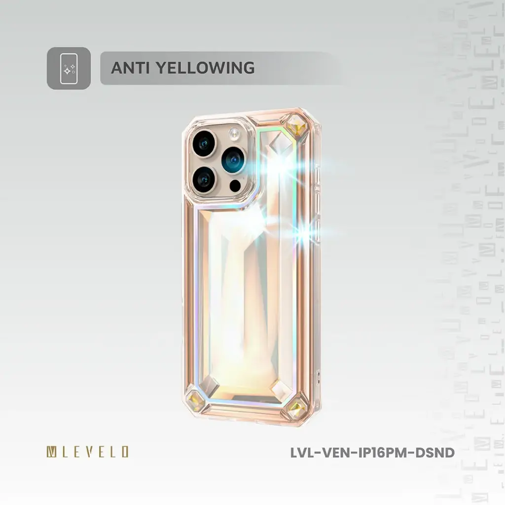 Levelo Venessa Diamond Design Case for iPhone 16 - Desert Sand