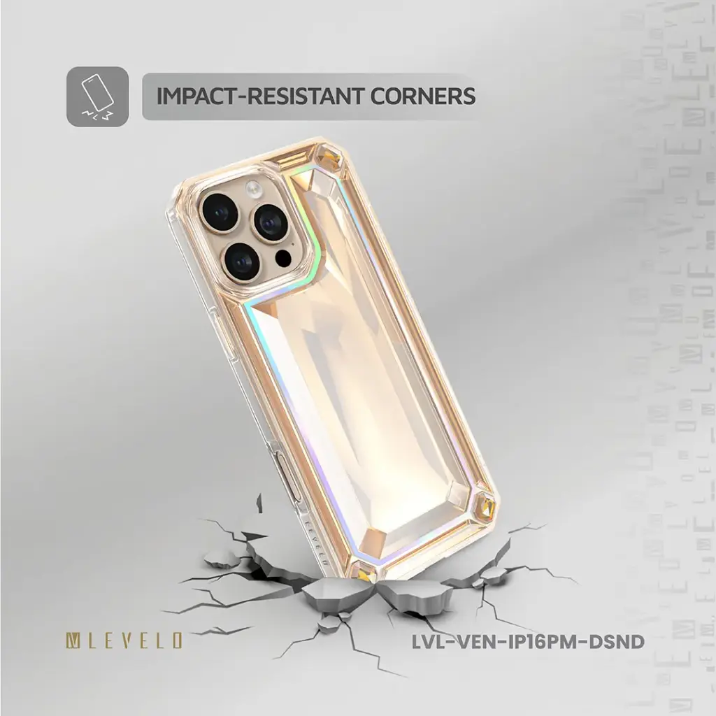 Levelo Venessa Diamond Design Case for iPhone 16 - Desert Sand