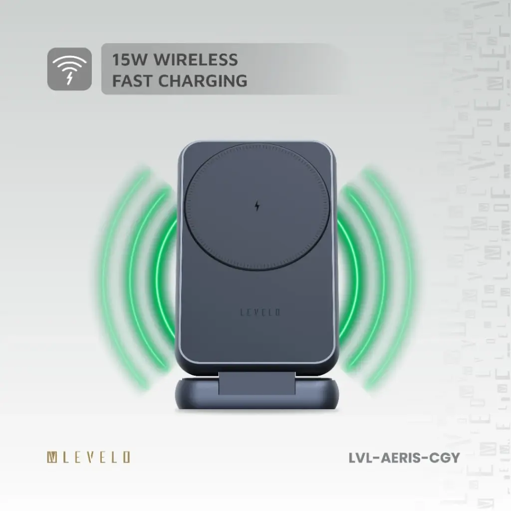 Levelo Aeris 3 in 1 Foldable Wireless Charger - Cloudy Gray
