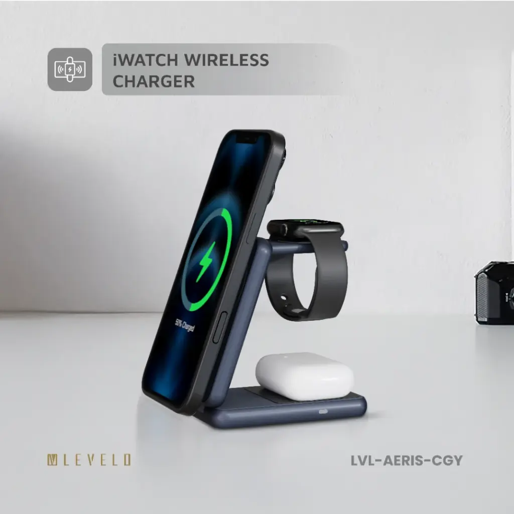 Levelo Aeris 3 in 1 Foldable Wireless Charger - Cloudy Gray