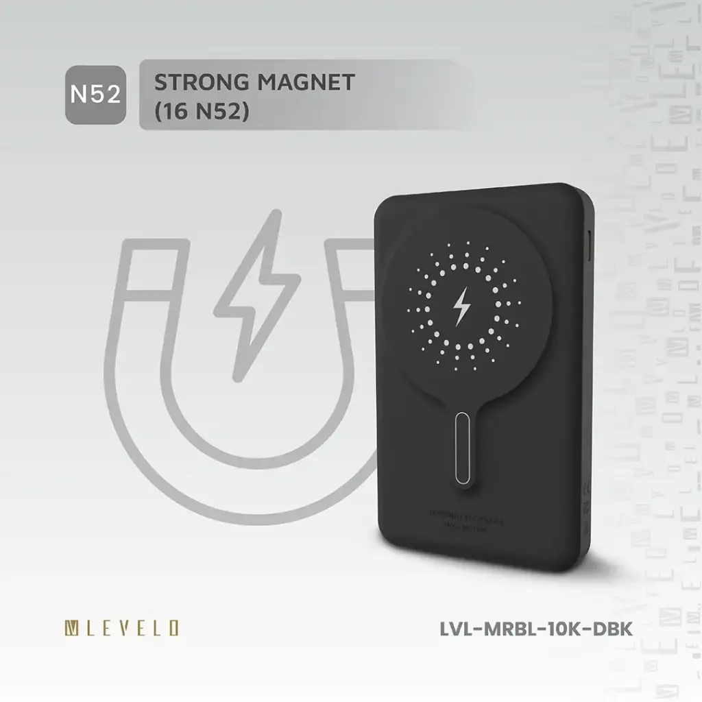 Levelo Marbella MagSafe Leather 10000mAh Power Bank - Dusk Black