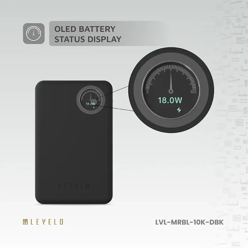 Levelo Marbella MagSafe Leather 10000mAh Power Bank - Dusk Black