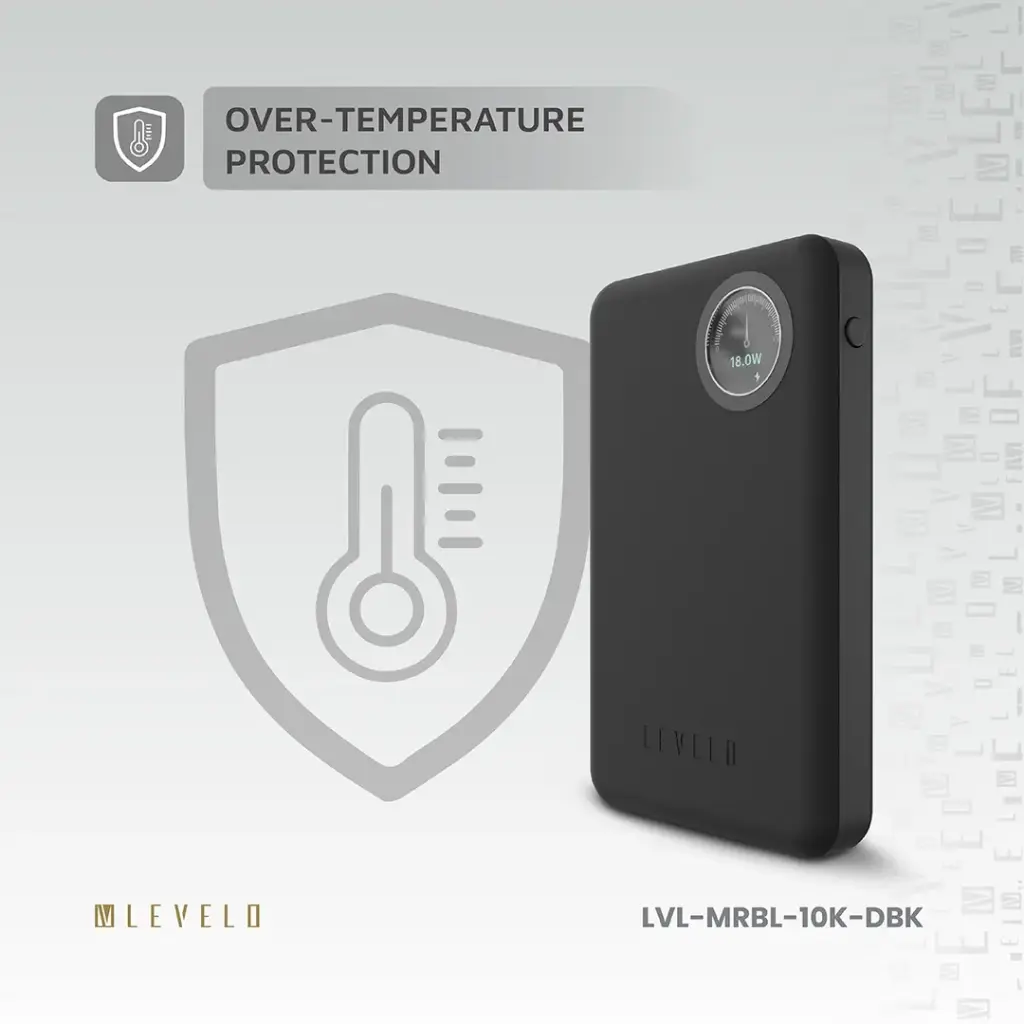 Levelo Marbella MagSafe Leather 10000mAh Power Bank - Dusk Black